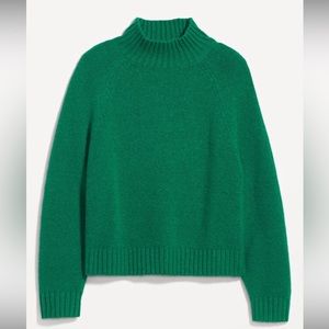 Green Mock-neck cropped sweater